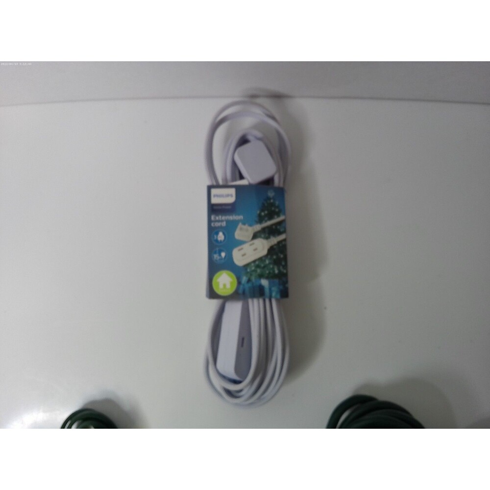 Philips 15 ft foot Extension Cord 2 Prong 3 Outlet White Indoor